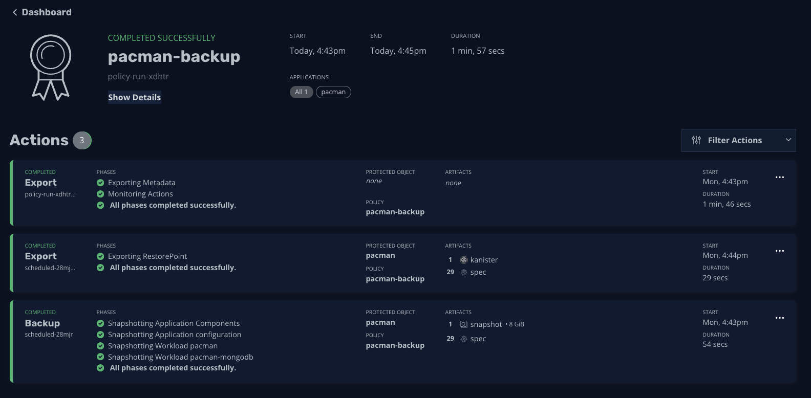 Pacman Application Consistent Backup