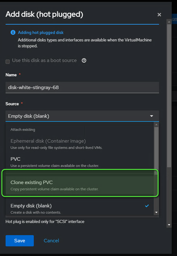 Clone an existing pvc