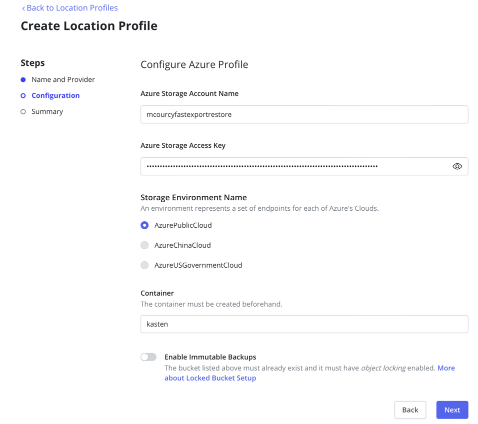 Location profile created