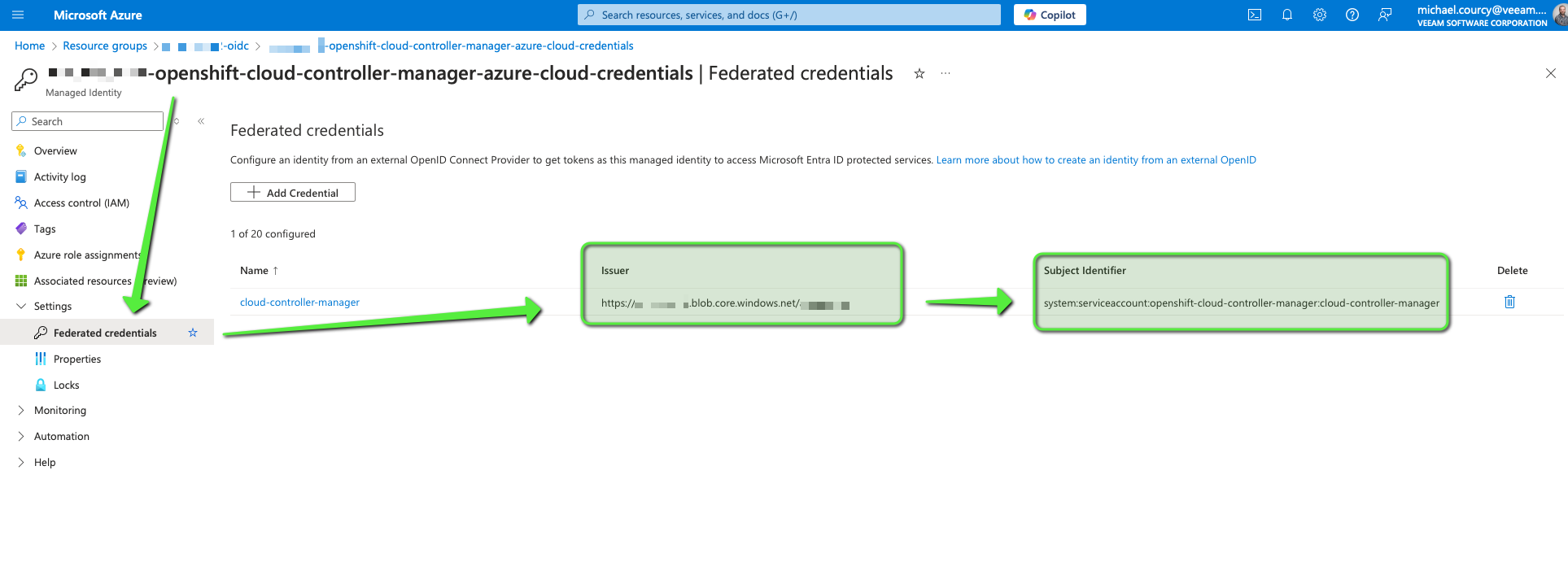 Managed identity details